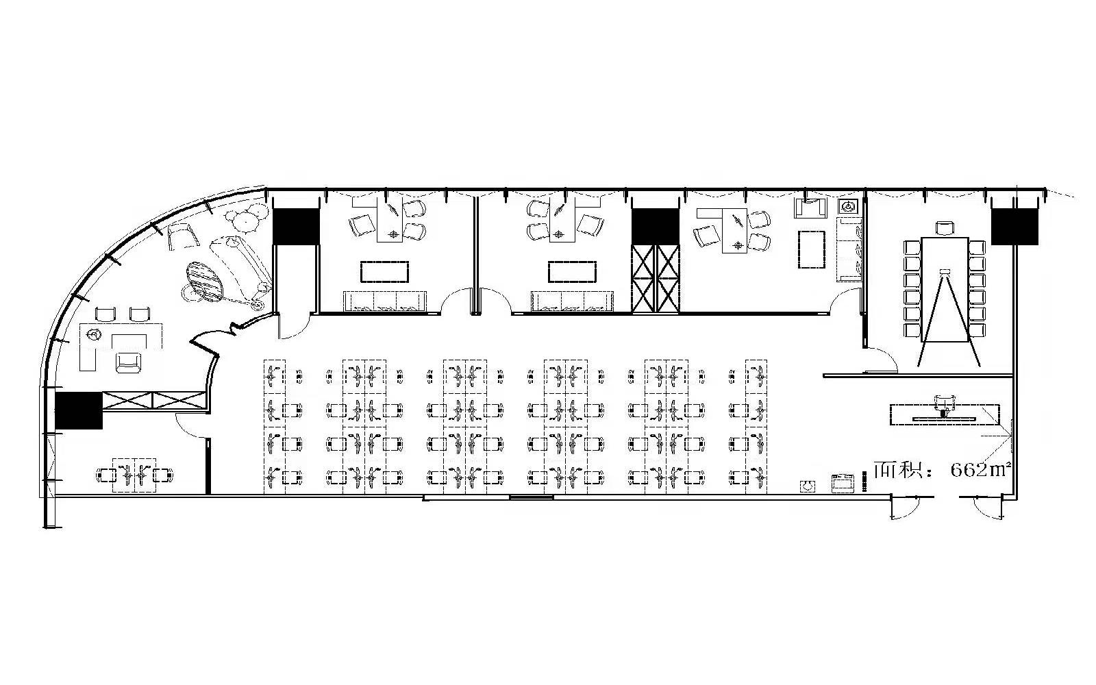 皇庭中心写字楼出租662平米精装办公室218元/m².月